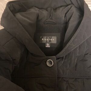 Braetan Black Quilted Hooded Jacket Ladies mid calf length winter coat Size XL.